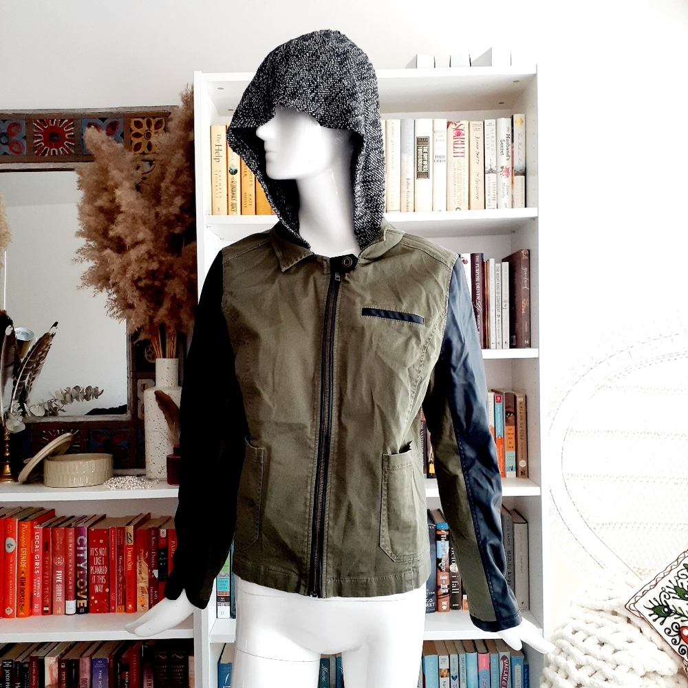 COPY - Express Hooded Faux Leather Trim Moto